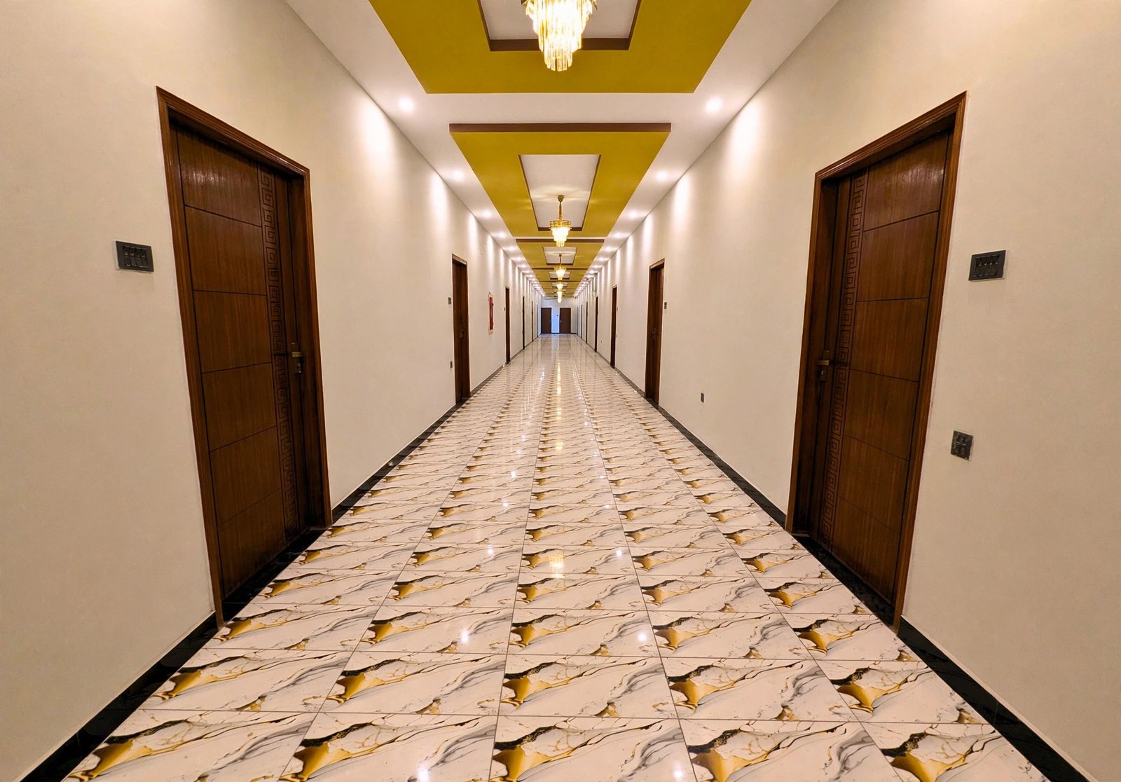 Guest corridor at Dove Inn Executive Hotel